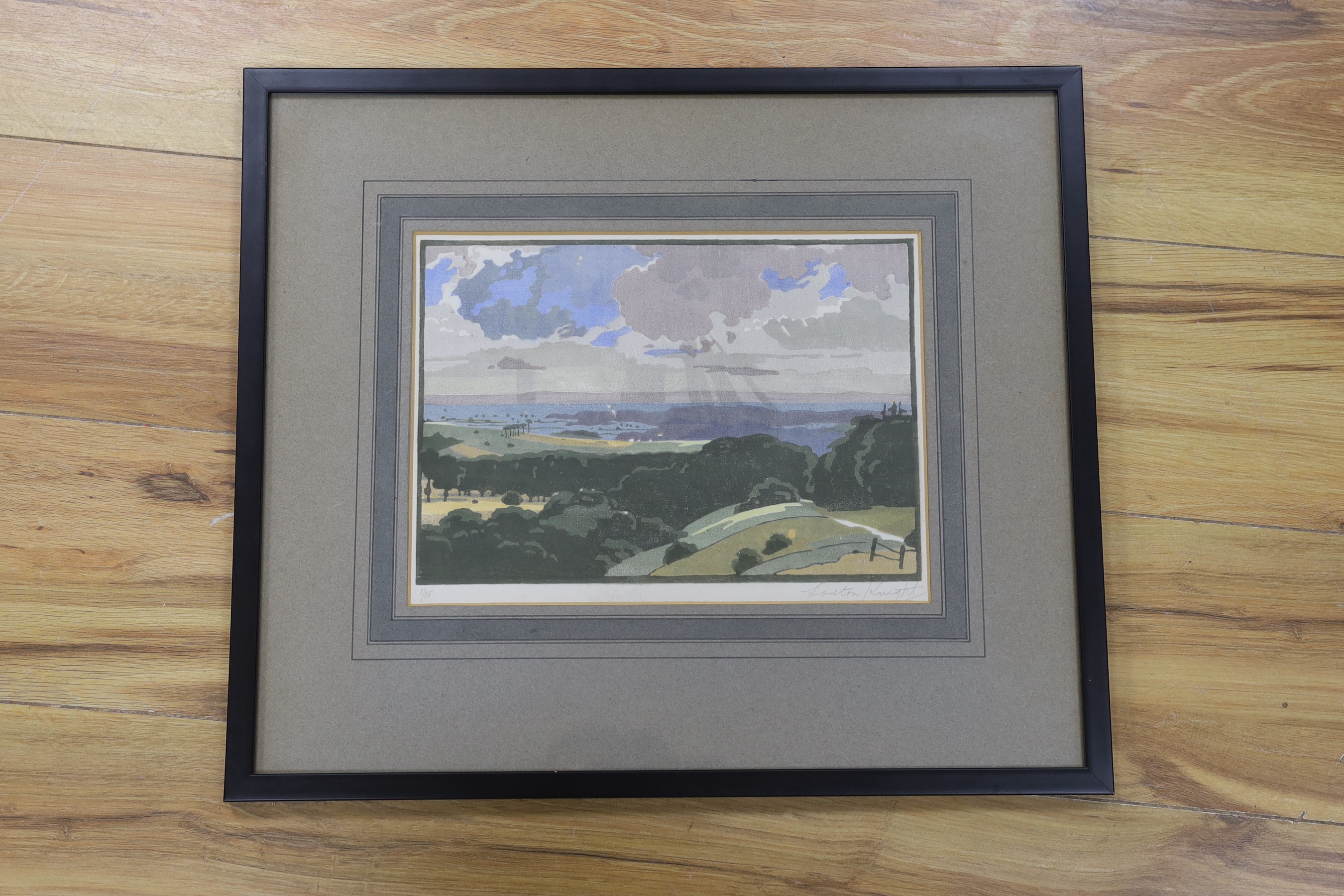 Edward Loxton-Knight (1905-1993), woodblock print, 'The Vale of Pewsey', signed in pencil, 1/35, 19 x 28cm